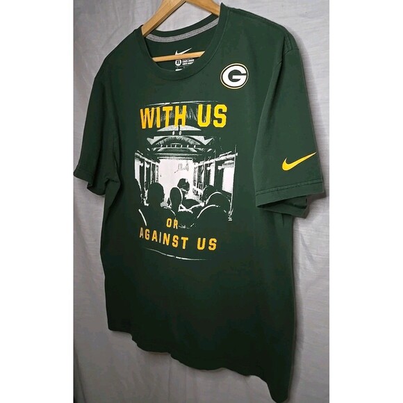 Green Bay Packers NFL Nike Regular Fit T-Shirt, Sz XL, "With Us Or Against Us" - Picture 2 of 6